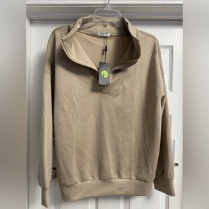 Tan Quarter-Zip Eco-Cosy Athletic Pullover